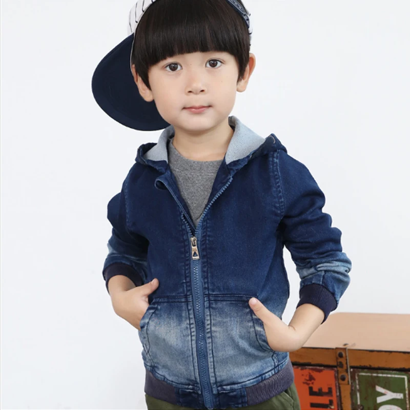 

Cute Denim Jacket for Boys 2018 New Autumn Long Sleeve Zipper Children's Windbreaker Cotton Gradient Colors Coat for Boys 3jk008