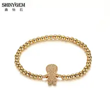 ShinyGem 4 мм круглые золотые браслеты из бисера AAA кубический циркон маленький мальчик браслеты с подвесками простой дизайн DIY эластичные браслеты для женщин