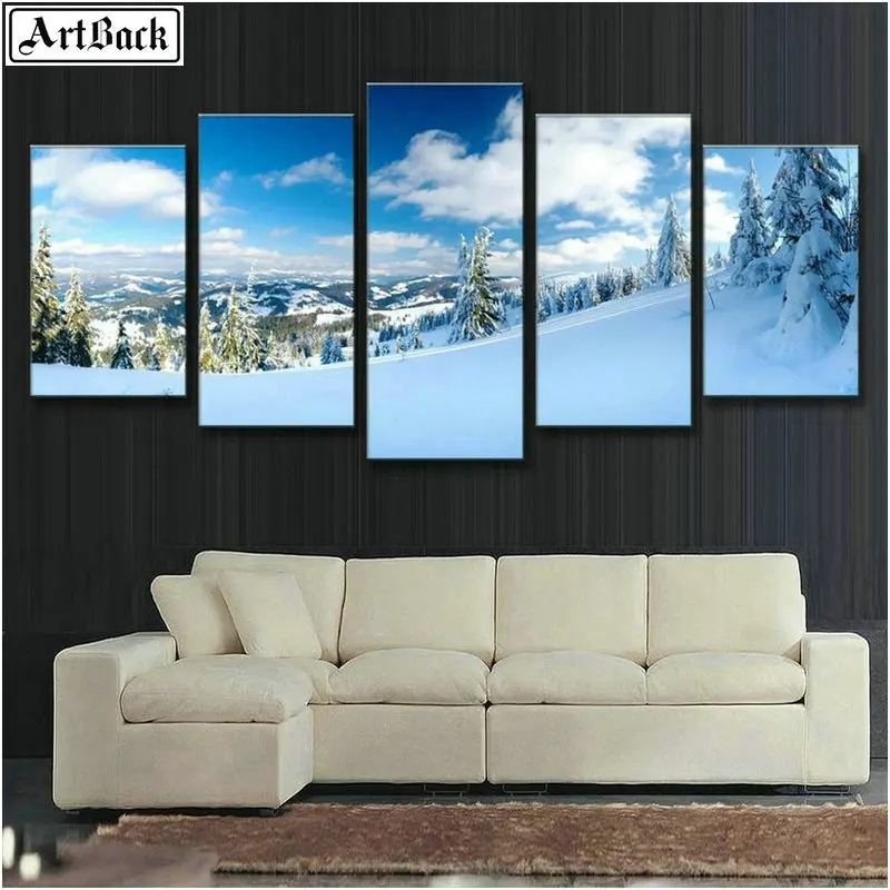 

5 spell diamond painting cedar winter landscape sticker full square drill 3d diamond mosaic cross stitch art home decoration