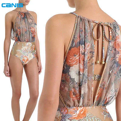 

New Arrival Sexy Women's One Piece Swimsuit Print Swimwear Bathing Monokini Push Up Padded Bikini