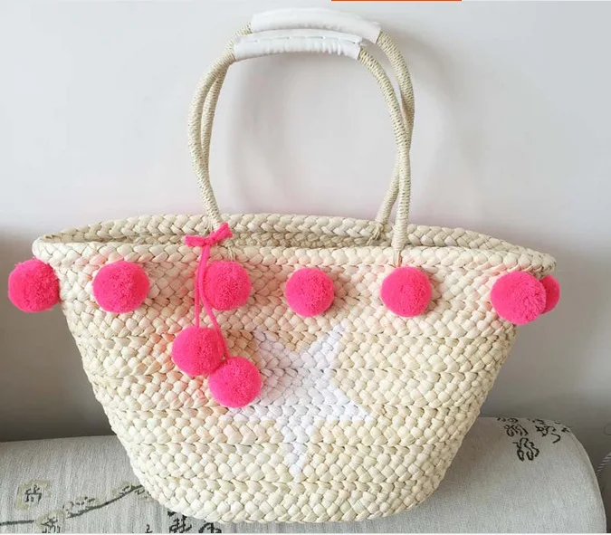

2018 new women luxury handbags women bags Cute Pink Green Beach Bags Resort Large Totes Travel women Handbags