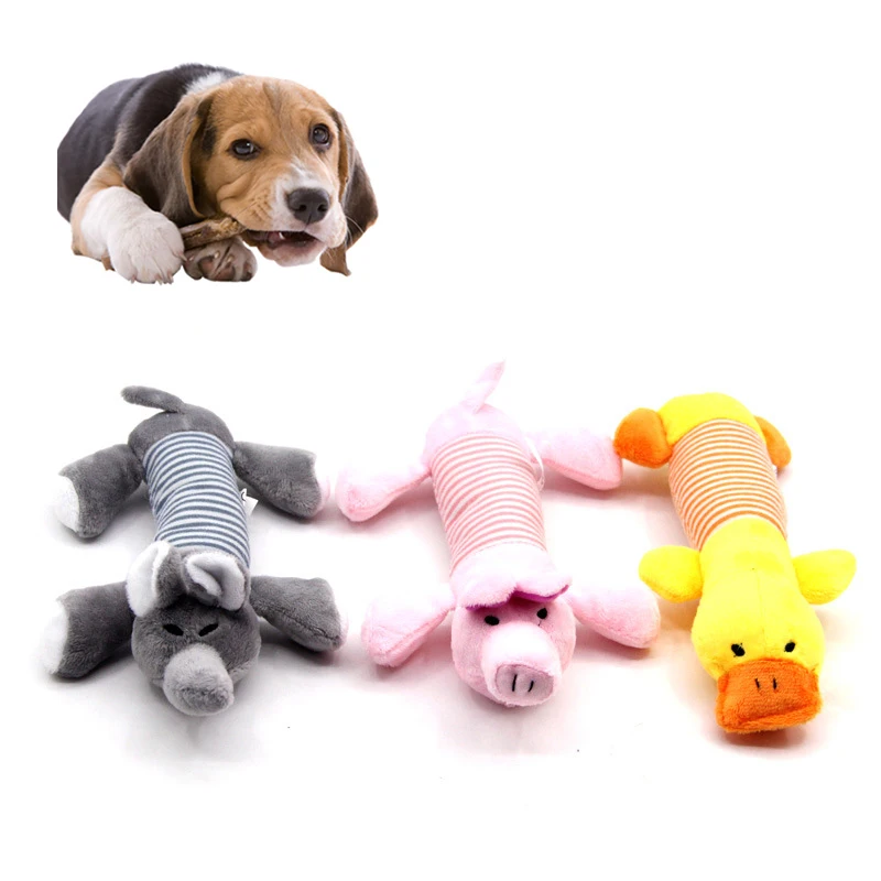 

2018 Pet Dog Cat Dogs Toys Funny Fleece Durability Plush Squeak Chew Sound Toy Fit for All Pets Elephant Duck Pig Plush Toys