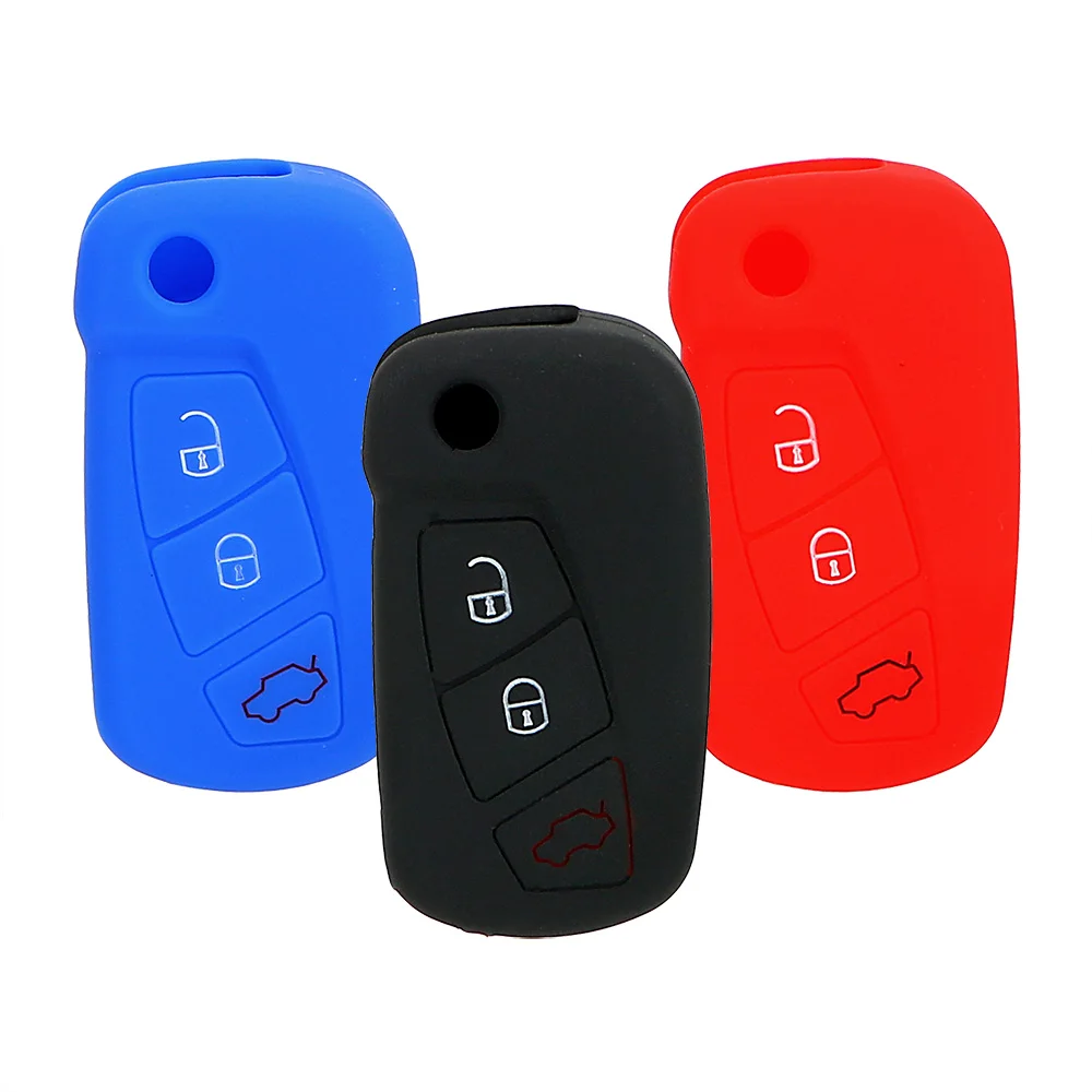 3 Button Car Key Cover For Ford Car Silicone Rubber Key Key Protect Bag
