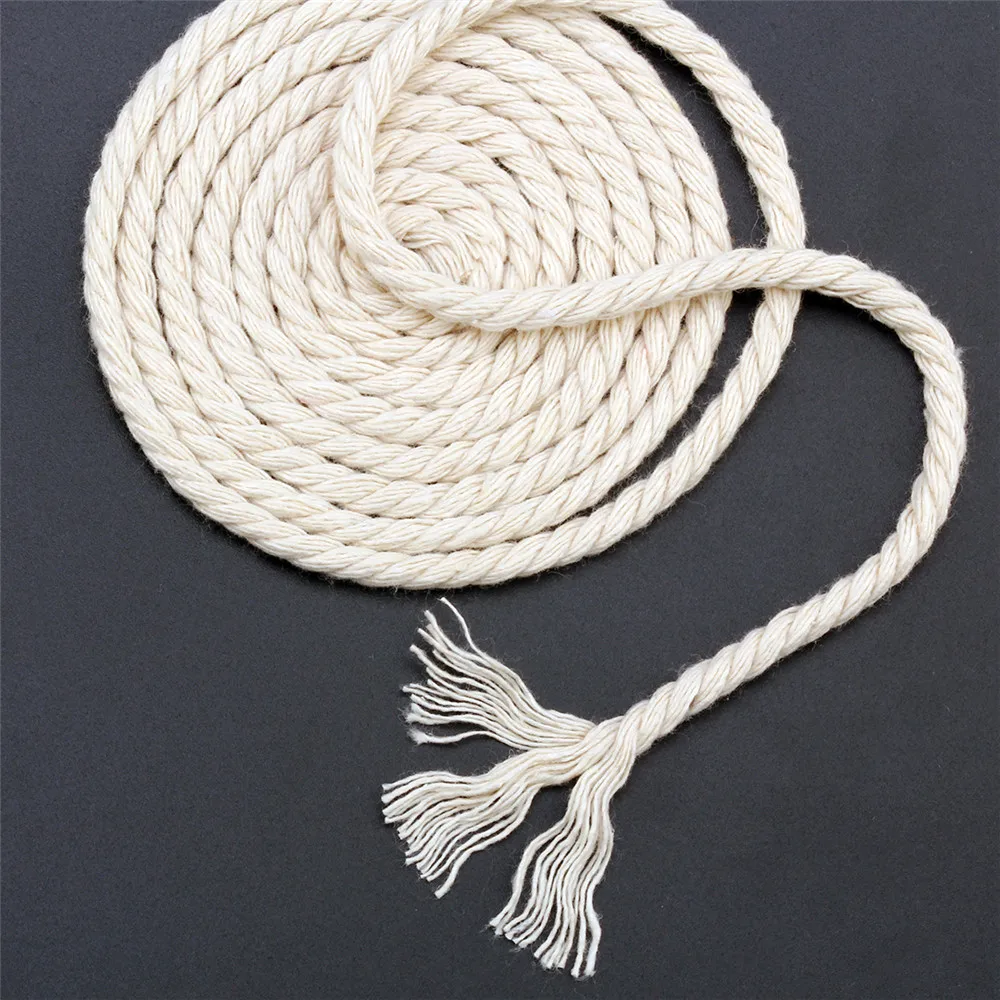 Goedkoop 4mm 140 m Natuurlijke Katoen Beige Macrame Koord Handgemaakte Haken Macrame Wandkleden Ongeverfde DIY Touw Craft Artisan String