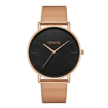 Relojes de oro rosa de lujo para Hombre y Mujer, Reloj de acero inoxidable a la moda, sencillo, informal, minimalista, Geneva