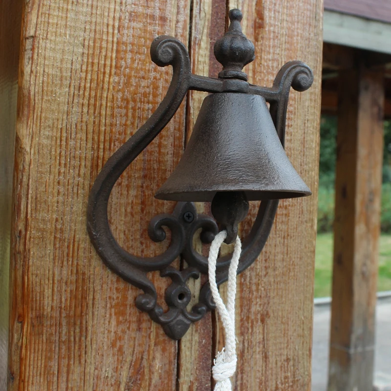 Винтажный домашний садовый дверной Декор чугунный ручной коленчатый настенный колокольчик
