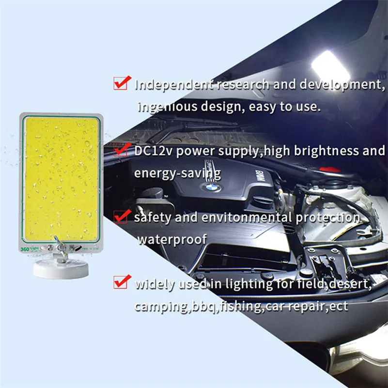 Портативное освещение 12 В recargable светодиодный тент для кемпинга, освещение для бездорожья, прожекторы, прожекторы, магнитное основание, домашняя аварийная лампа COB