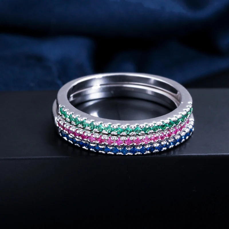 CWWZircons 3 тонов цвет Высокое качество микро Pave CZ OL брендовые ювелирные изделия Модные кубический цирконий обручальное кольцо для женщин R094