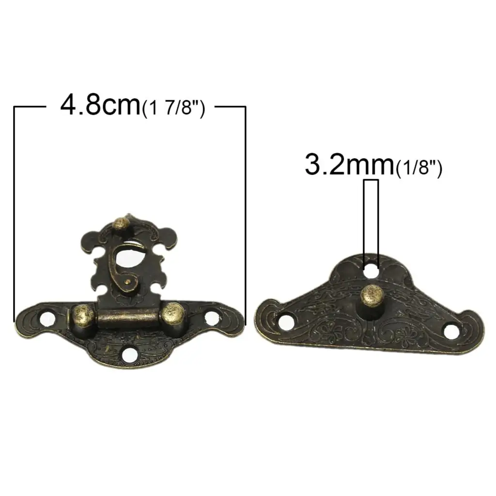 Jewelry Wooden Box Lock Latch Lock Decorative Hardware Antique Bronze Flower Pattern 4.8cm x 3.8cm,5 Sets 2016 new