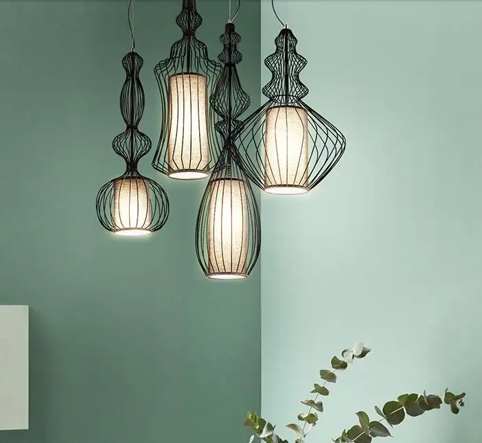 Vintage Suspension Lantern Pendant Light Tibet Black Iron Pendant Lamp Restaurant Light Retro Lighting Fixture For Cafe Bar Dining Room  (20)