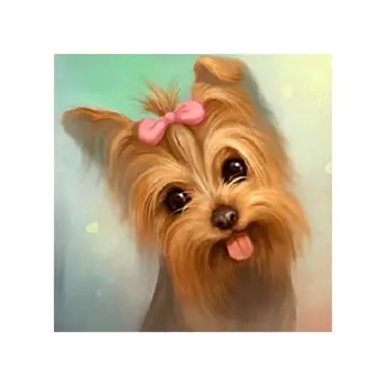 

Diamond Painting Full Square Drill Dog With a Bow Daimond Painting Rhinestone Embroidery Cross Stitch Crystal Mosaic LE00015