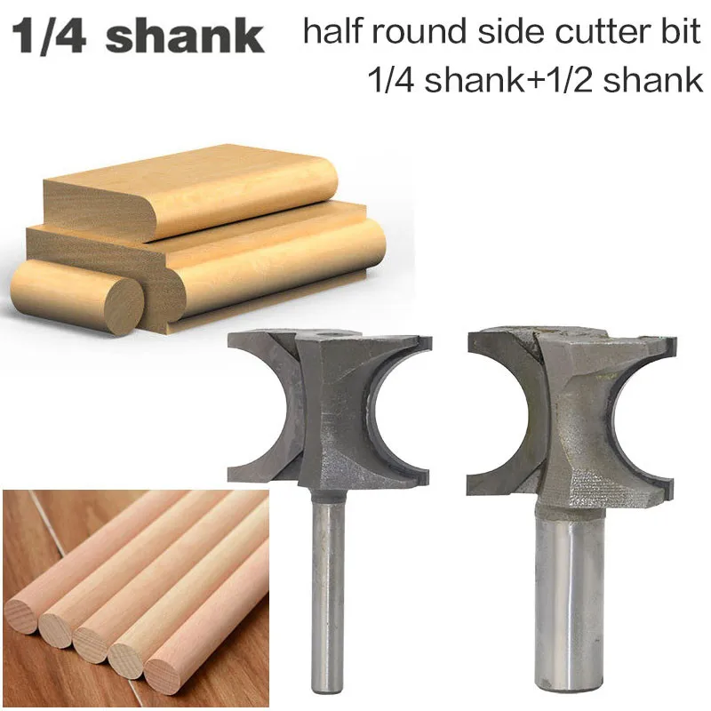 

1pc 1/4" 1/2" Shank Classical Both Side Half Round Side Cutter Wood Router Bits C3 Carbide 6.35/12.7mm Shank Wood Cutting Tools