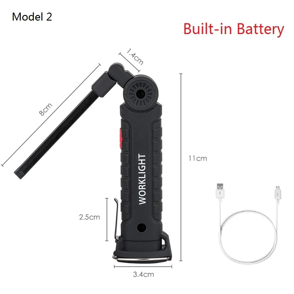 Складной фонарик Магнитный рабочий свет 5 Режим COB Светодиодная лампа для осмотра портативный фонарь подвесной крюк факел для ремонта автомобиля - Испускаемый цвет: Model 2