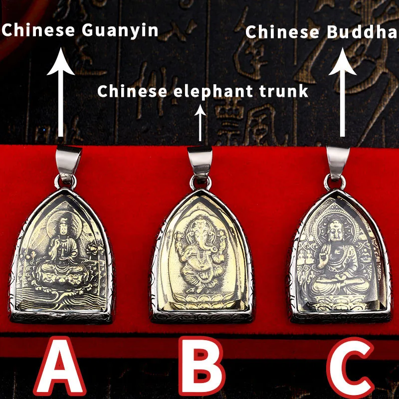 Стальной солдат уникальный 316l нержавеющая сталь буддизм приносит ожерелье на удачу кулон часть золотые ювелирные изделия в китайском стиле для мужчин и женщин