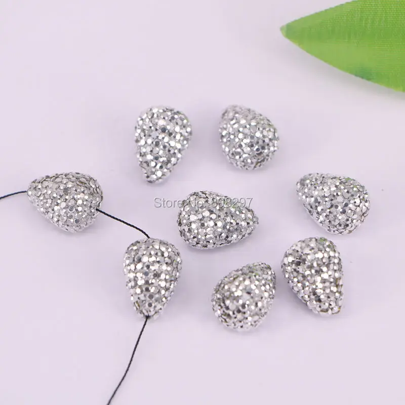 20Pcs silve crystal rhinestone drop connector spacer beads, Diy jewelry makingin Beads from