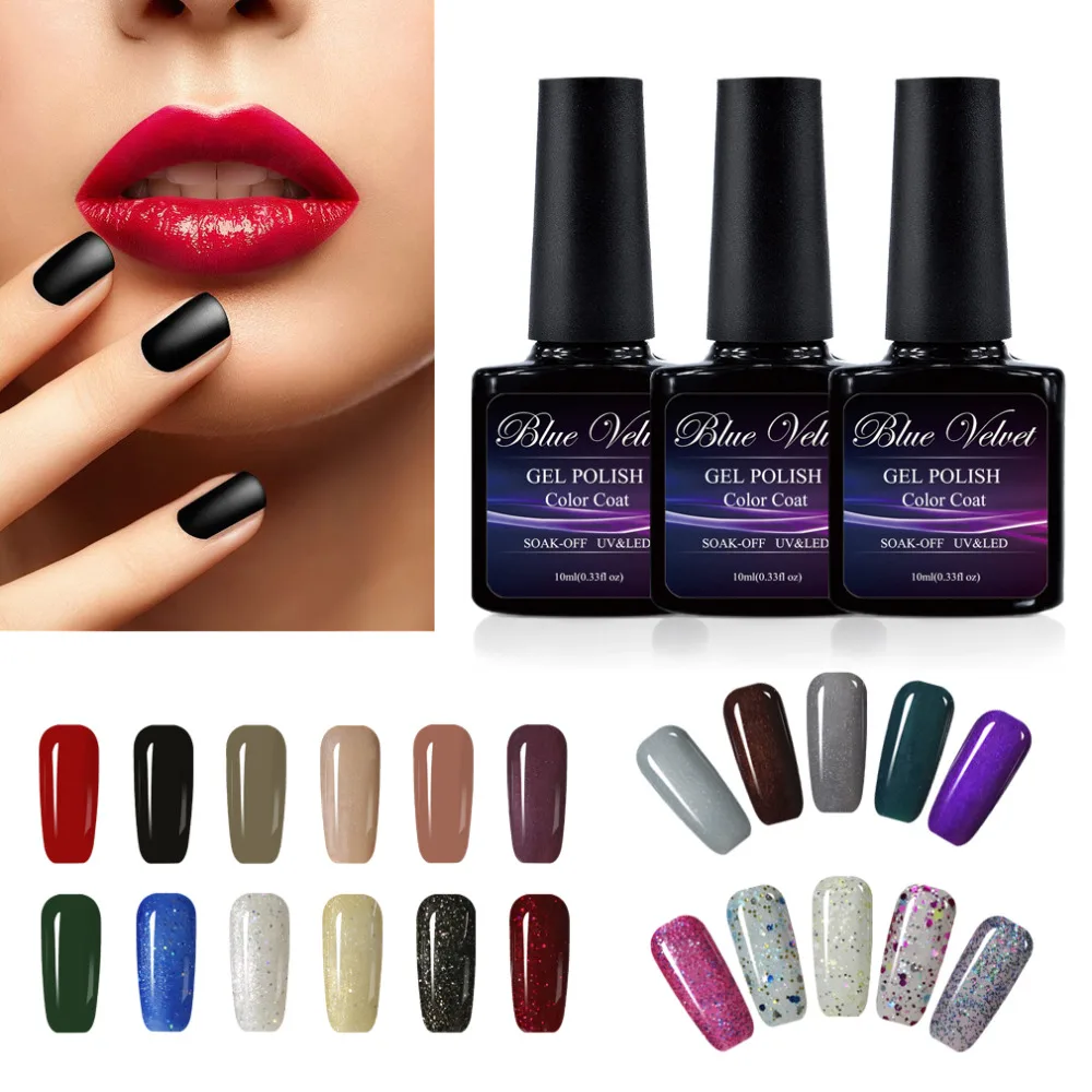 Blue Velvet UV Gel Nail Polish Top Quality 10ml UV Curing Gel Varnish Nice Soak Off Gel Lacquers