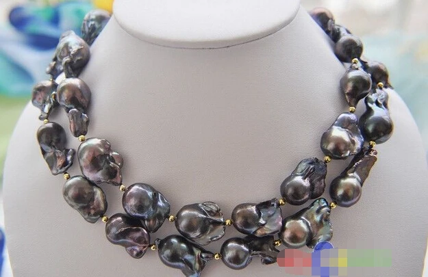 

DD Wholesale FREE SHIPPING >>> 34" 28mm BLACK BAROQUE KESHI REBORN PEARL NECKLACE