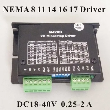 

2 Phase Stepper Motor Driver M420B For NEMA 8 11 14 16 17 Stepper Motor 0.25-2A DC18-40V