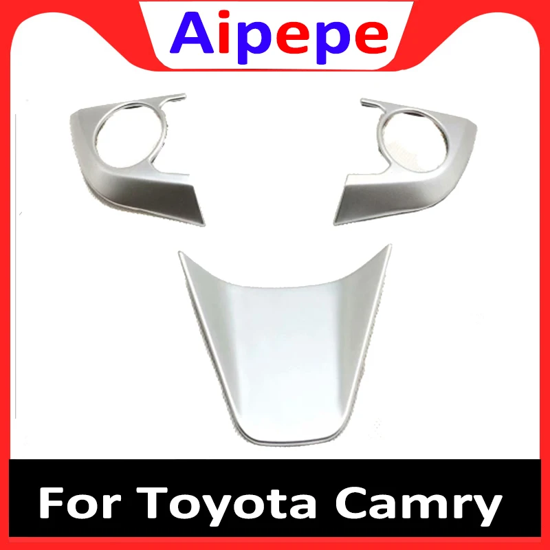 

ABS хромированные аксессуары для автомобильного рулевого колеса, кнопки, рамка, обшивка, автостайлинг для Toyota Camry 2018 2019