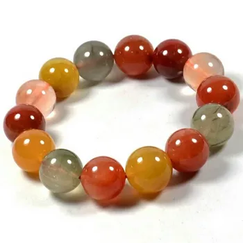 

16mm Colorful Natural Rutilated Quartz Gemstone Bracelets Crystal Stretch Round Bead Natural Stone Bracelets For Women Men