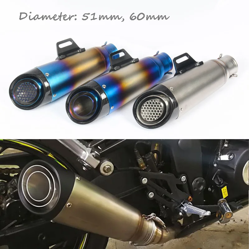 

51mm 60mm Inlet Universal Motorcycle Exhaust Pipe Slip on Exhaust System Tip Escape Pipe for Universal Exhaust