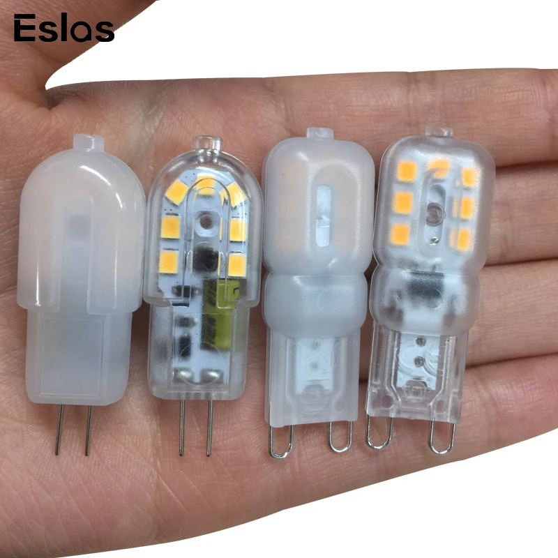 Eslas 10 шт. G4 G9 светодиодный светильник мини светодиодная лампа AC 220 V DC 12 SMD2835