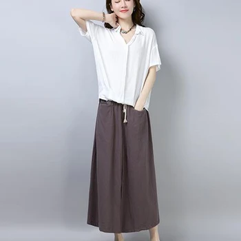 

Fashionable Tracksuit For Women Casual Cotton Skirt Set Turn-down Collar 2 Piece Set Women Elastic Waist Tracksuits Set Suits