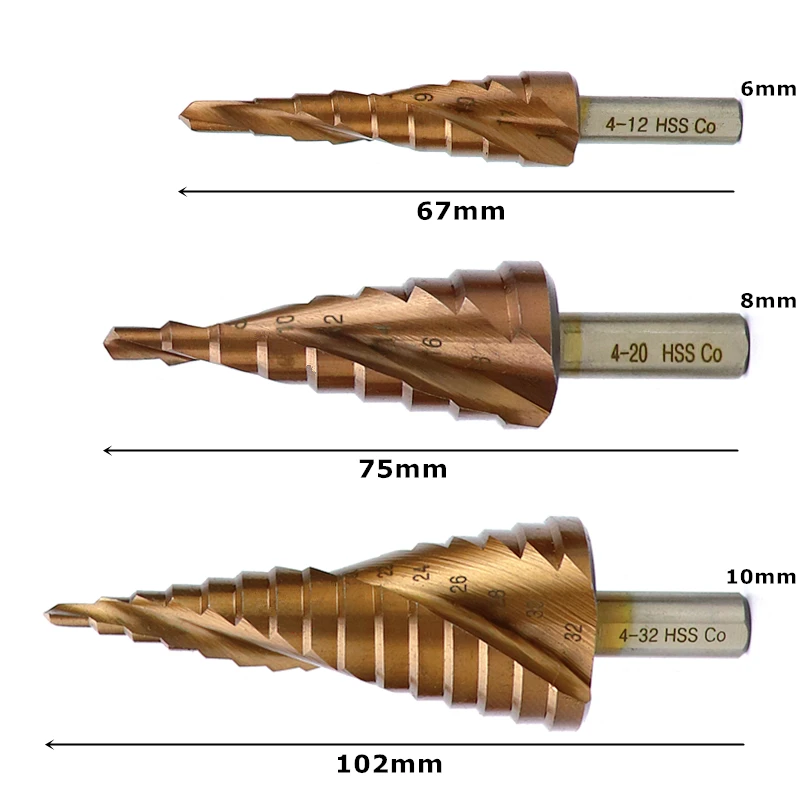TRANVON HSS Steel Titanium Step Drill Bit Metal Center Punch for Woodworking Wood Drill Bit for Metal Drills Chuck Tools (2)