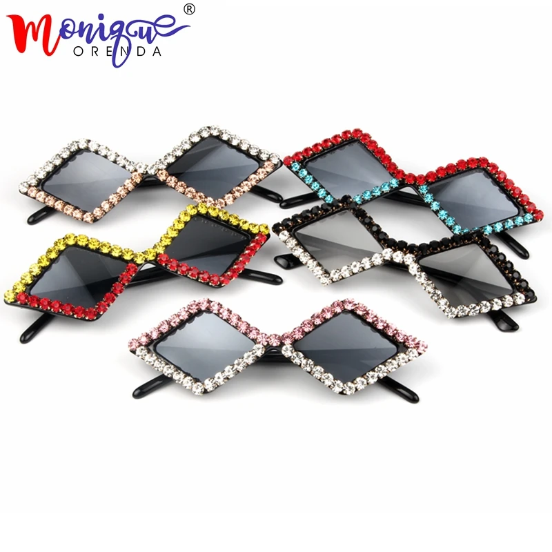 

2018 triangle luxury mix Rhinestone cat eye sunglasses women and men small vintage cheap sun glasses For Kids oculos de sol