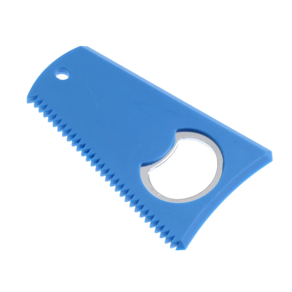 1 Pc 8cm Surfing Surfboard Wax Comb Wax Scraper Remover with Bottle Opener for SUP Kite Wake Board Longboard Blue Yellow