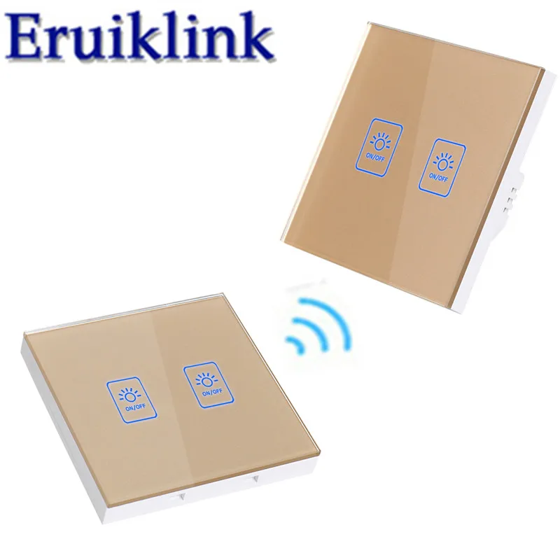

EU/UK Standard 1/2/3 gang 1 way Wall Touch Switch,Gold Glass Panel Lamp Switch For RF433 Smart home Light remote control switch