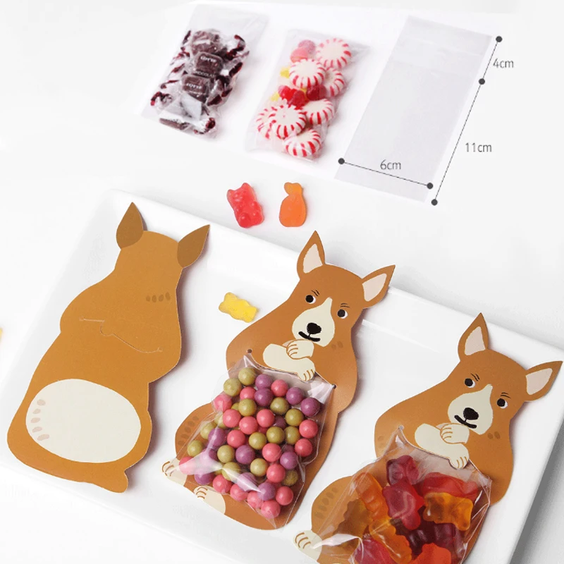 10pcs/lot Candy Box Bear Greeting Cards Birthday Party Animal Popular Baby Shower Rabbit Gift Bags Candy Bags Cute Cookie Bags