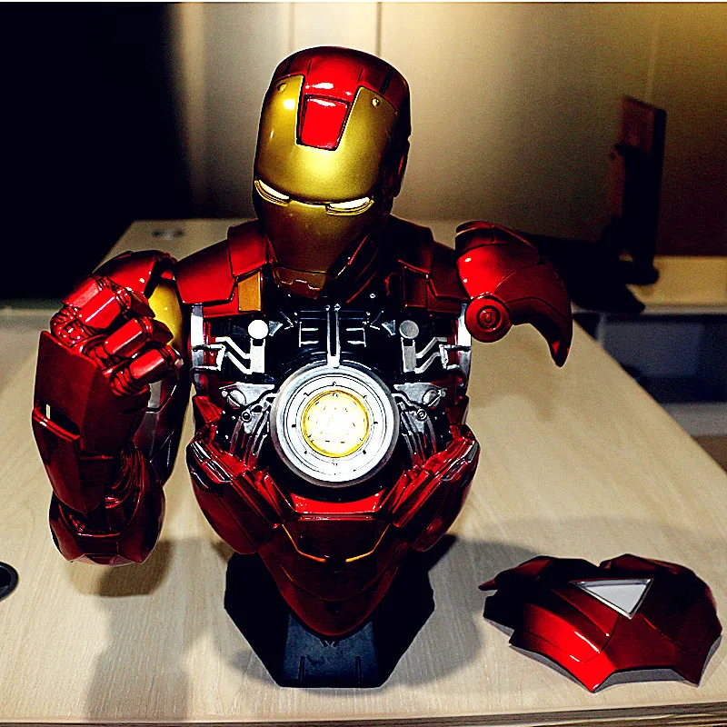 41CM Avenger Bust 1/2 Iron Man MK6 Bust Statue Tony Stark DC Comics Desktop Decoration Office PVC C