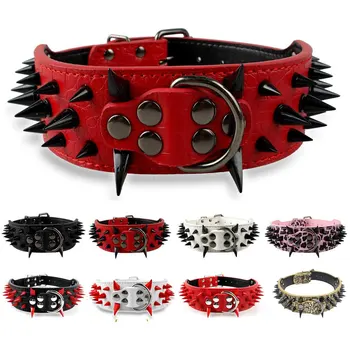 

Pet Product For Dog Pet Collar Adjustable Rubber Leather High Quality Dog Collar scarf For Large Dog Pitbull Mastiff Boxer Bully