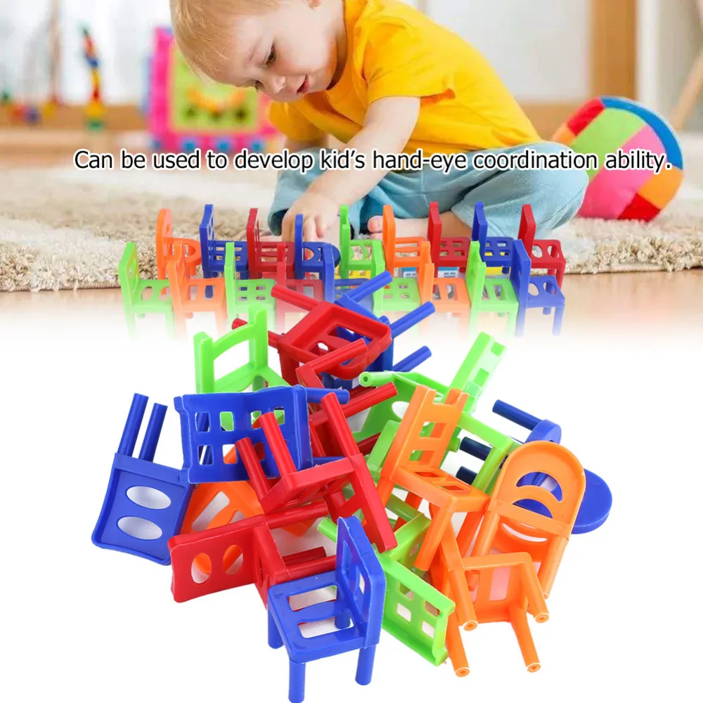 18pcs Set Kids Mini Chair Toy Stacking Plastic Learning