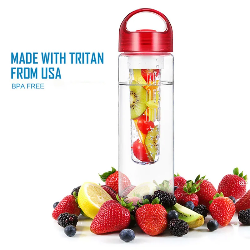 

700ml Water Bottle Infuser plastic Fruit Drink bpa free Outdoor Sports Portable Kettle bottles gourde en plastique sport gym