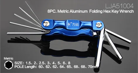 8В1 Набор шестигранных ключей в сложенном виде, шестигранный ключ, шестигранный ключ, шестигранная отвертка, Метрическая слива, внутренние шестигранные ручные инструменты - Цвет: LJA51004