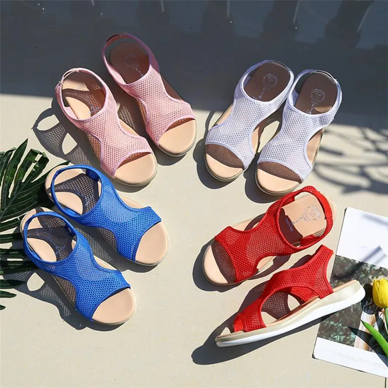 Las Tamaño rojo Deslizamiento Mujer Plano Más 42 rosado ~ Talón Anti Zapatos Roma Azul blanco Verano Sandalias 36 Mujeres Transpirable Playa De xw0vIqR5