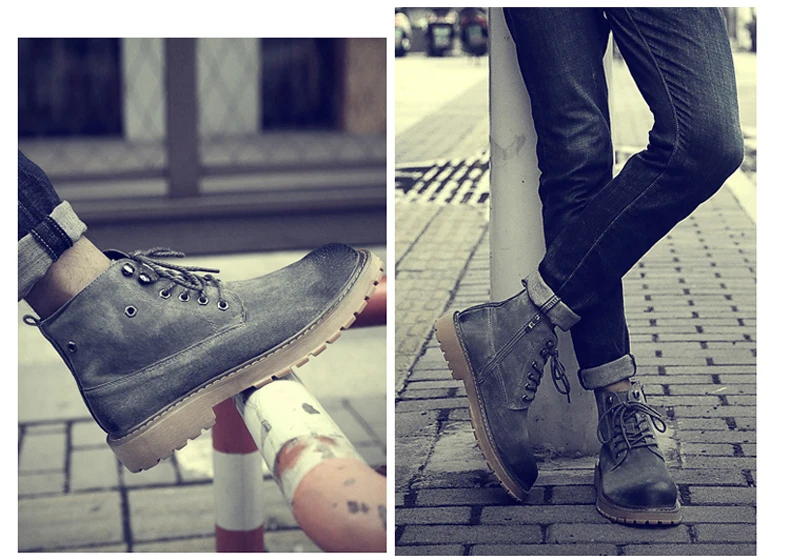 Men's Boots Lace-up Desert Boot Ankle Black Men Boots Genuine Leather Men Shoes Genuine Leather Winter Shoes Mens Fashion Boot   (9)