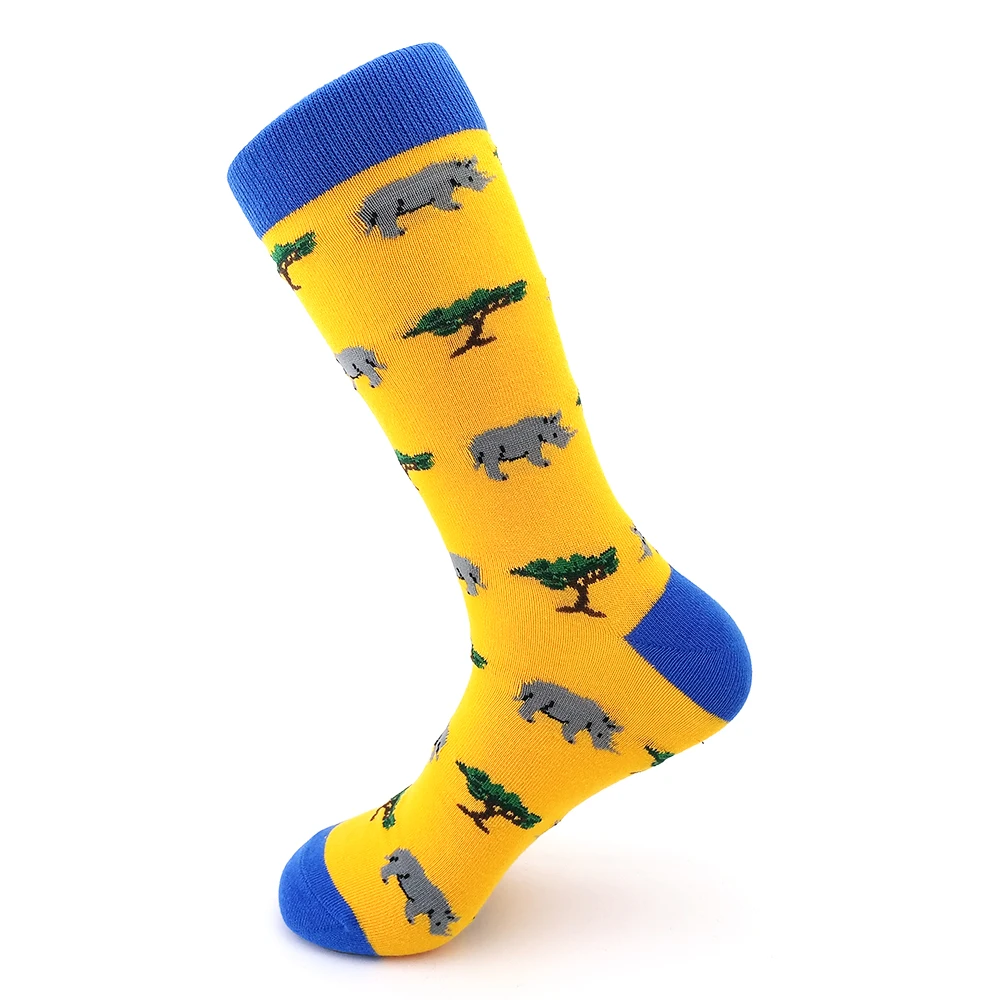 1 пара носков для мужчин и женщин, Повседневные Дышащие носки из чесаного хлопка с рисунками животных, цветов, креативные забавные счастливые носки, подарки высокого качества - Цвет: 19