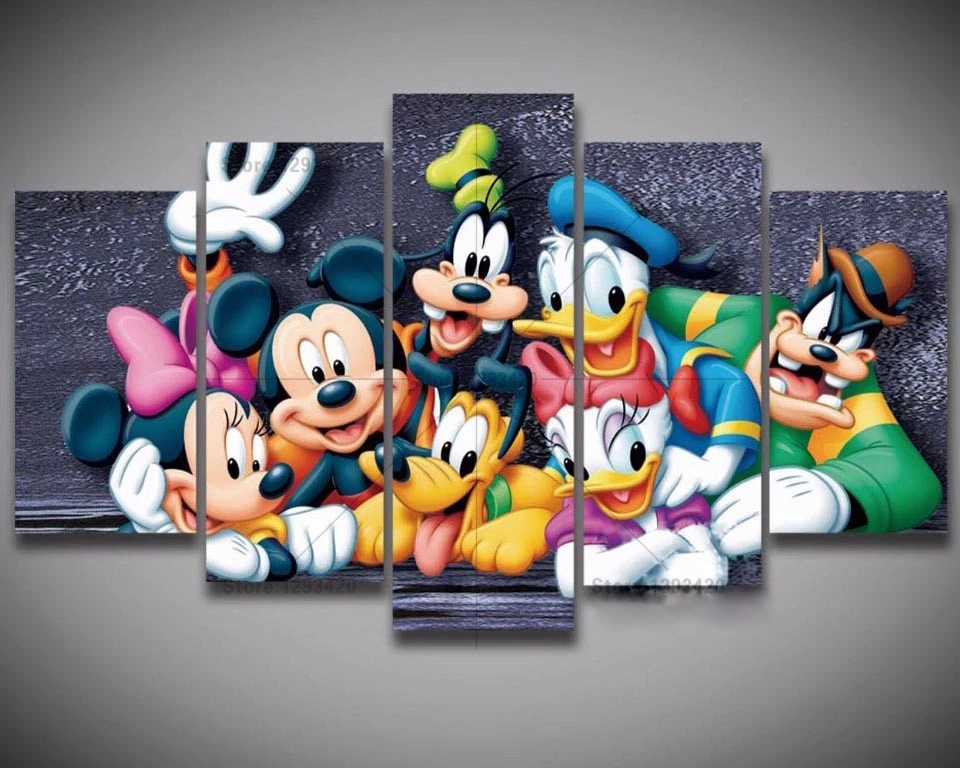 

diy 5pcs mosaic full diamond embroidery cartoon Mickey and Minne 5D diamond painting cross stitch square drill multi-pictures