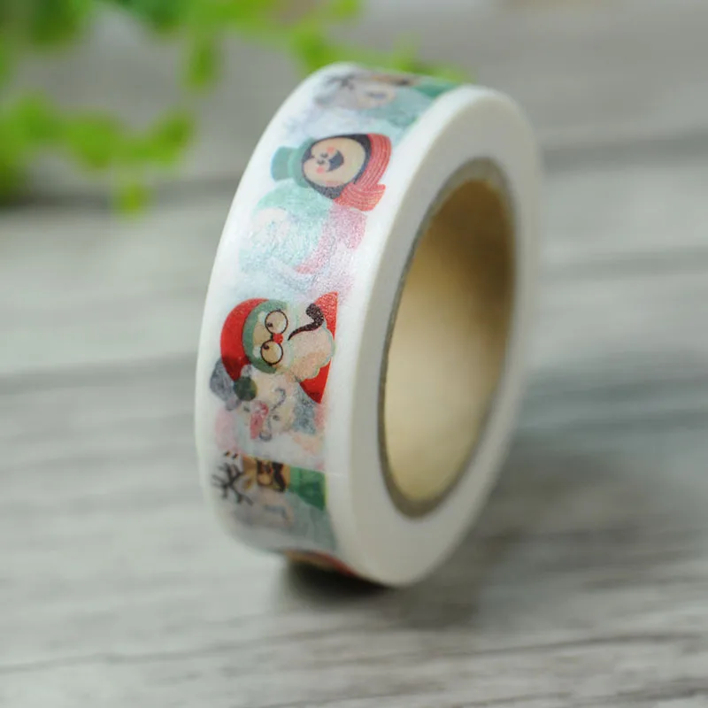 

1Roll=15mm*10M Japanese Washi Decorative Adhesive Tape Christmas pattern Masking Paper Tape Diary Sticker Gift Free shipping
