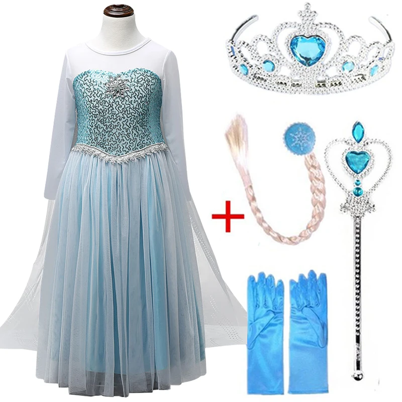 Платье для девочек; платье Эльзы; костюм Снежной Королевы; платье принцессы Анны для костюмированной вечеринки; Детские платья для девочек; fantasia vestidos; одежда для детей - Цвет: wihte set