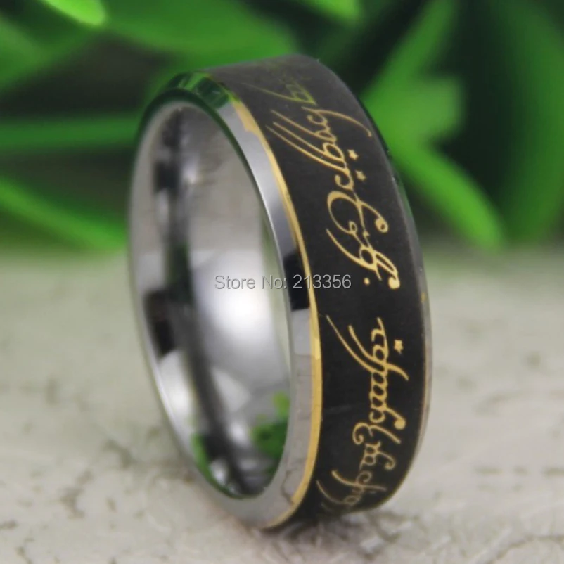 cheap price free shipping usa canada hot selling 8mm bevel the lord one ring the lotr super mens fashion tungsten wedding ring - The One Ring Wedding Band cheap price free shipping usa canada hot selling 8mm bevel the lord one ring the lotr super mens fashion tungsten wedding ring - The One Ring Wedding Band