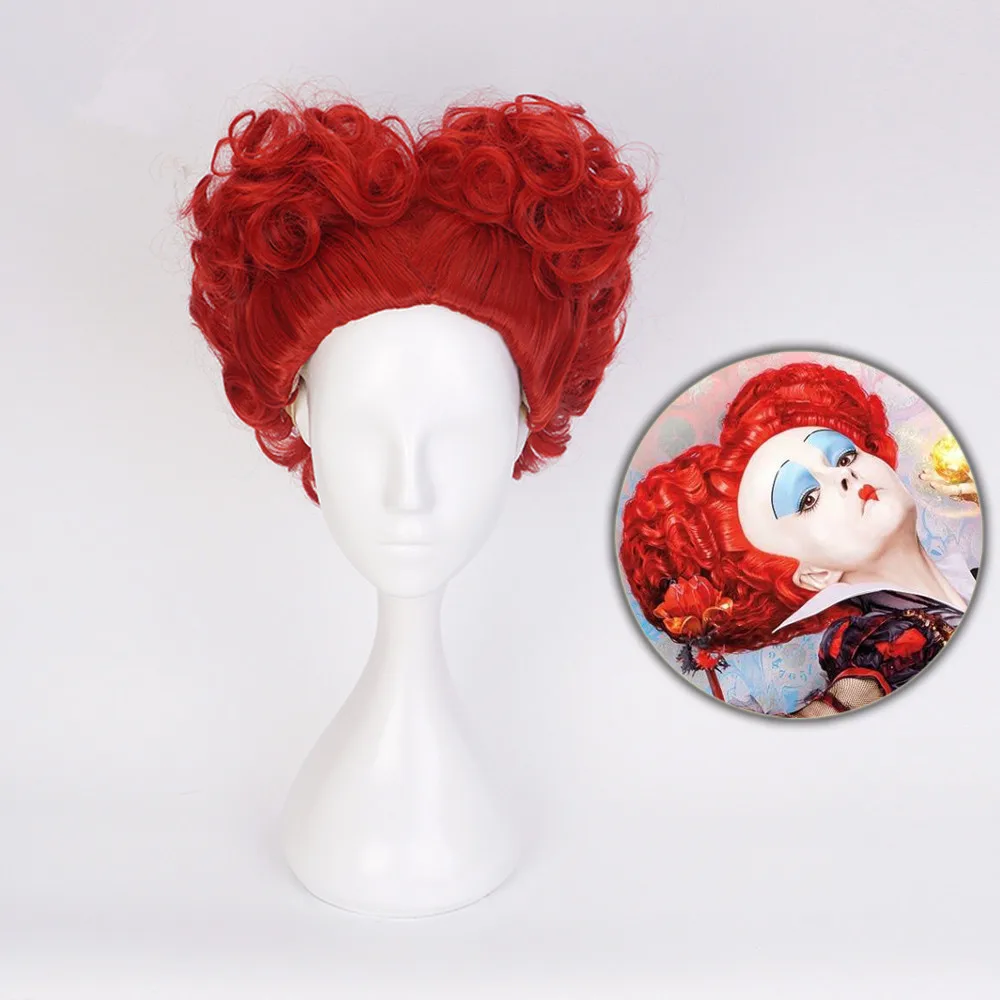 

Halloween Costume Alice in Wonderland 2 Red Queen Cosplay Wig Role Play Queen of Hearts Red Hair + Free Wig Cap