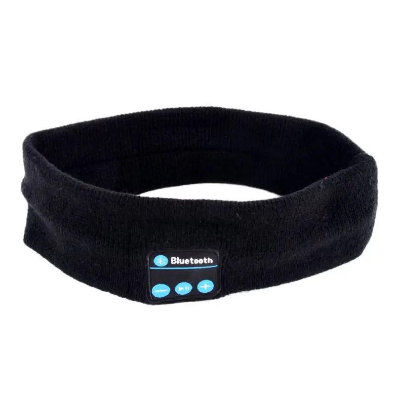 Унисекс спортивные мягкие теплые Bluetooth Smart для мужчин женщин Sweatband беспроводной гарнитура наушники Динамик Mic оголовье - Цвет: Черный