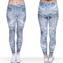 Серые брюки для женщин и девочек; забавные Леггинсы с принтом мрамора