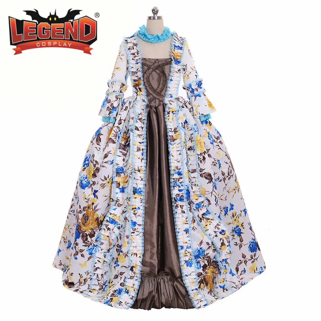 

18TH century colonial Marie Antoinette ball Gown flower Dress rococo dress costume custom made