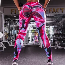 Леггинсы для бега, женские колготки для спортзала, одежда для фитнеса, Компрессионные спортивные Леггинсы, колготки для спортзала, стрейчевые, с принтом, спортивная одежда