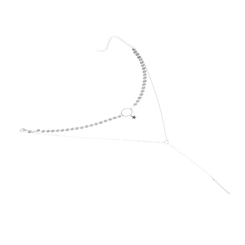 Ikeacasa Gold Silver Sequins Long Tassel Star Choker Necklace Accessories For Women Jewelry Double Layer Chokers Ikeacasa Gold Silver Sequins Long Tassel Star Choker Necklace Accessories For Women Jewelry Double Layer Chokers
